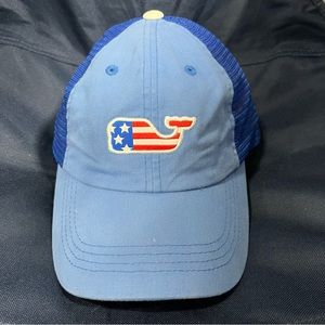 Vineyard Vines Snapback Trucker Hat Mesh Back USA Flag Whale Logo Adjustable